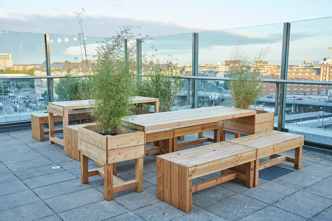 90° Tisch Bank Sichtschutz Multifunktionstisch Eventmöbel Outdoor